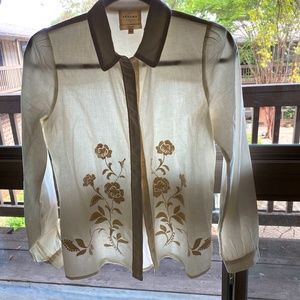 Sezane blouse New w/o tags embroidered cream classy button down